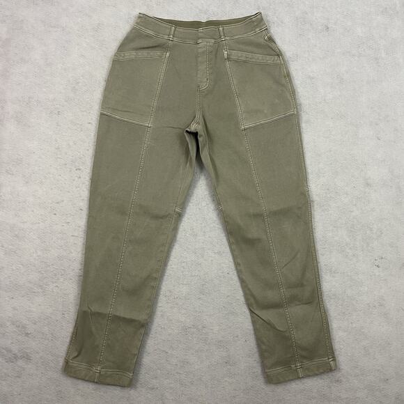 Spanx Patch Pocket Twill Straight Pull-On Seamed Pants Olive Oil Size L Large - Picture 3 of 12